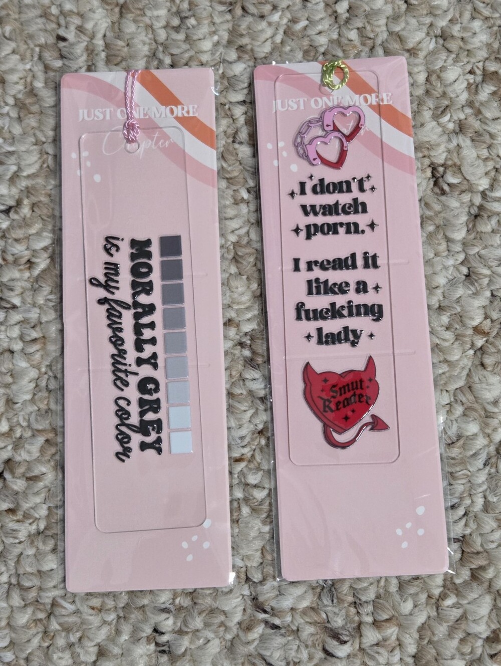 Hand Crafted Pink Novelty Bookmarks with Heart & Devil